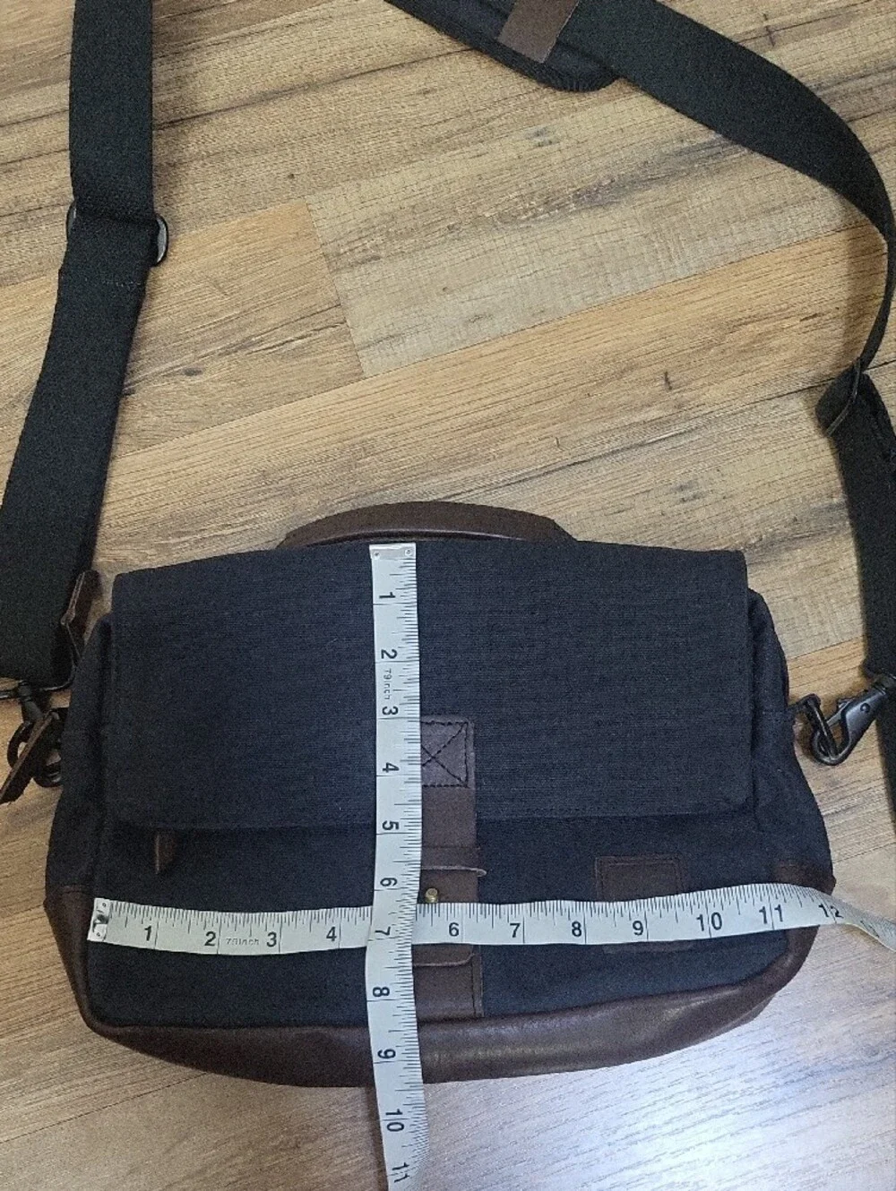 NUTSAC Black Satchel 11 Waxed Canvas & Leather Messenger Bag